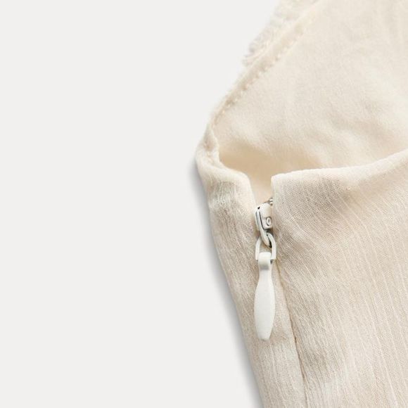 FINAL SALE ZARA NWT RUFFLED LACE MIDI DRESS ZW COLLECTION in Cream Size M Boho - Picture 14 of 15